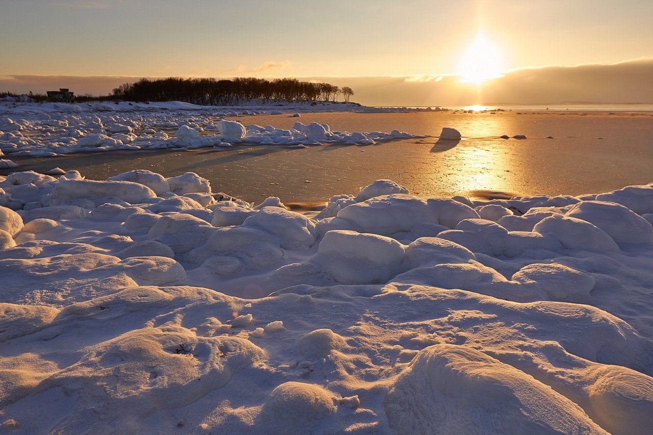Зимний берег белого моря