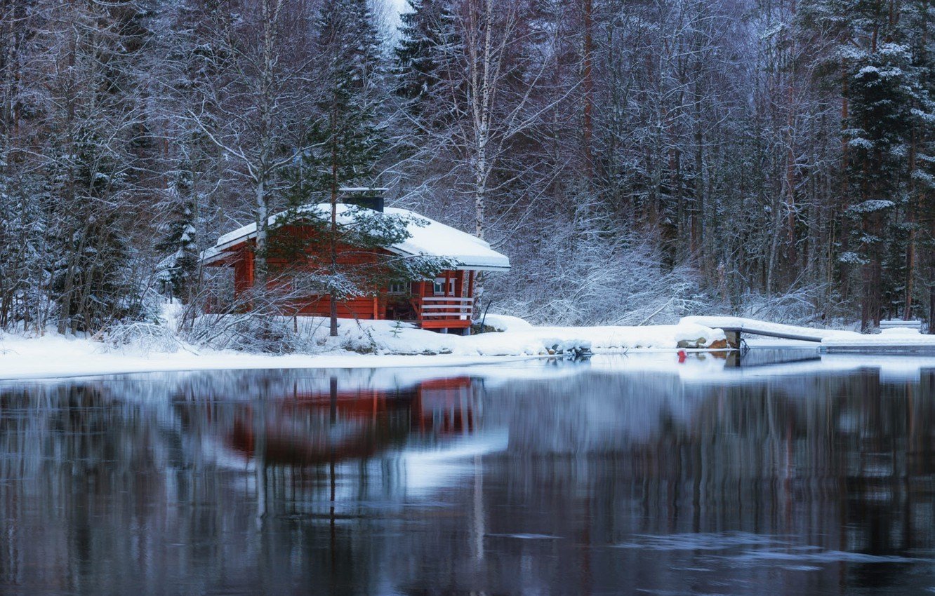 берег реки зимой