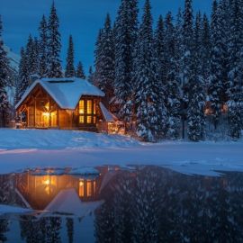 Зима домик в лесу (92 фото)