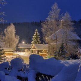 Зимняя ночь в деревне (89 фото)