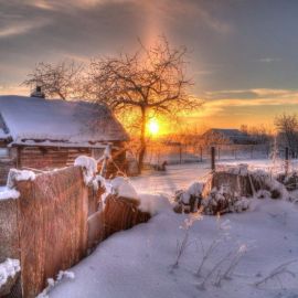 Зимнее утро в деревне (8 фото)