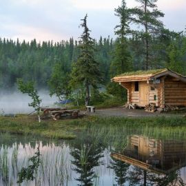 Рыбацкий домик у озера (59 фото)