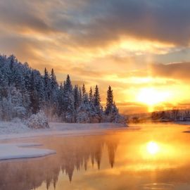 Зимний пейзаж закат (54 фото)