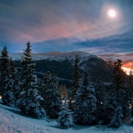 Горы зимой ночью (55 фото)