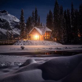 Дом зима ночь (59 фото)