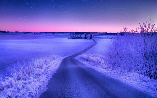 Дорога ночью зимой (55 фото)