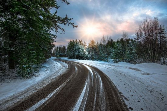 Зимний пейзаж дорога (55 фото)