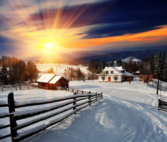 Деревенский пейзаж зимой (58 фото)