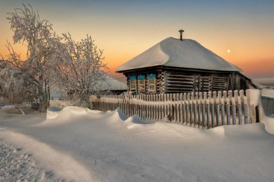 Сибирская деревня зимой (60 фото)