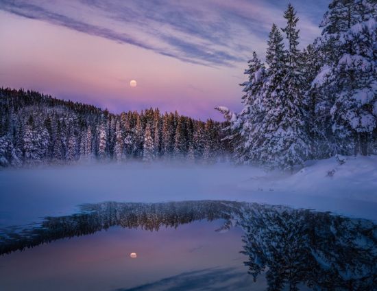 Зима озеро ночь (53 фото)
