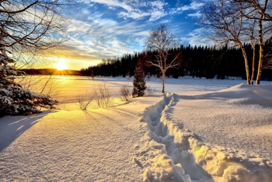 Зимний пейзаж с солнцем (51 фото)