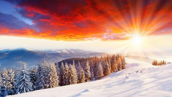 Горы зима солнце (33 фото)