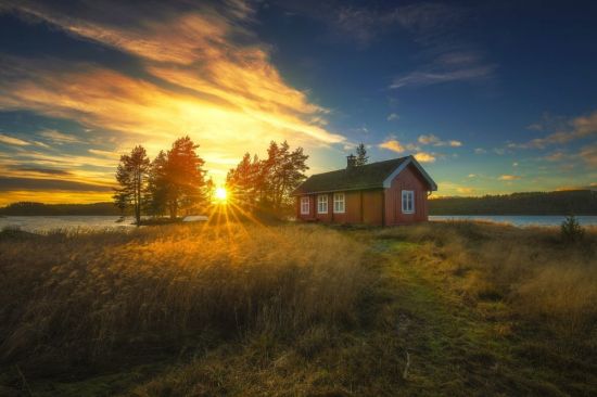 Закат солнца в деревне (58 фото)