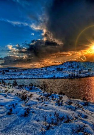 Восход солнца зимой (85 фото)