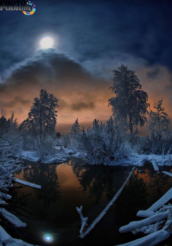 Ночной зимний пейзаж (69 фото)