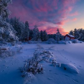 Зимний вечер пейзаж (59 фото)