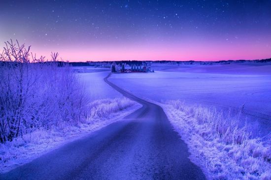 Зимняя дорога ночью (63 фото)