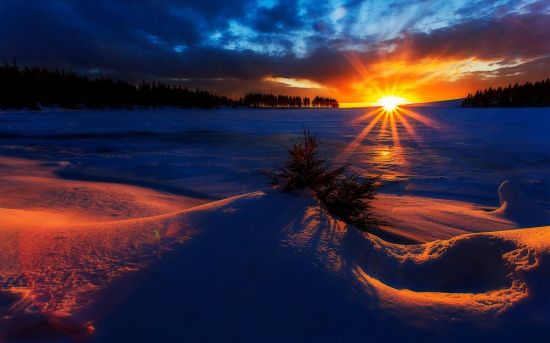 Закат солнца зимой (9 фото)