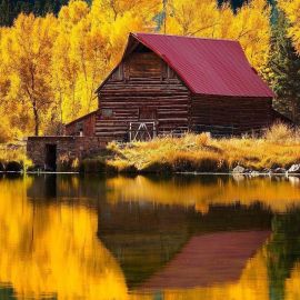 Осенний пейзаж с домиком (57 фото)