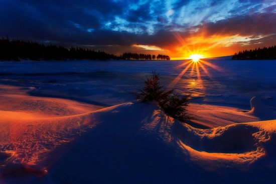 Зимний закат солнца (54 фото)