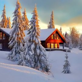 Зима домик (57 фото)
