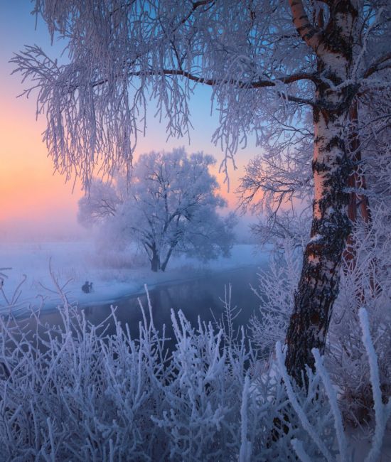 Зимний утренний пейзаж (53 фото)