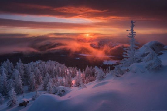 Зимний закат природа (57 фото)