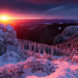 Рассвет в горах зимой (57 фото)