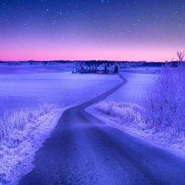 Дорога ночью зимой (55 фото)