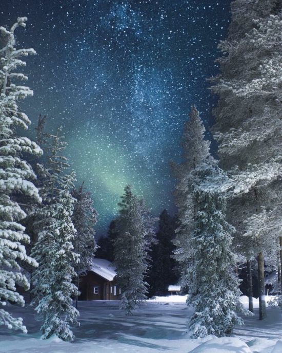 Ночной пейзаж зима (52 фото)