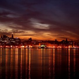 Вид на реку ночью (50 фото)