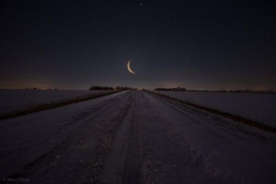 Зима поле ночь (54 фото)