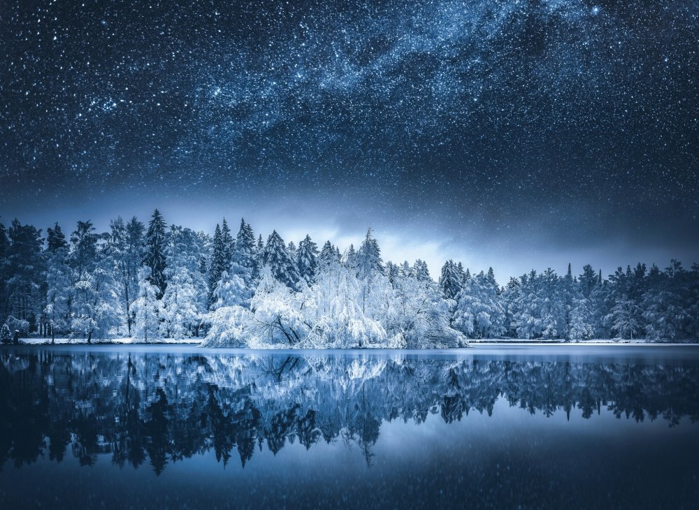 Зимний пейзаж ночь