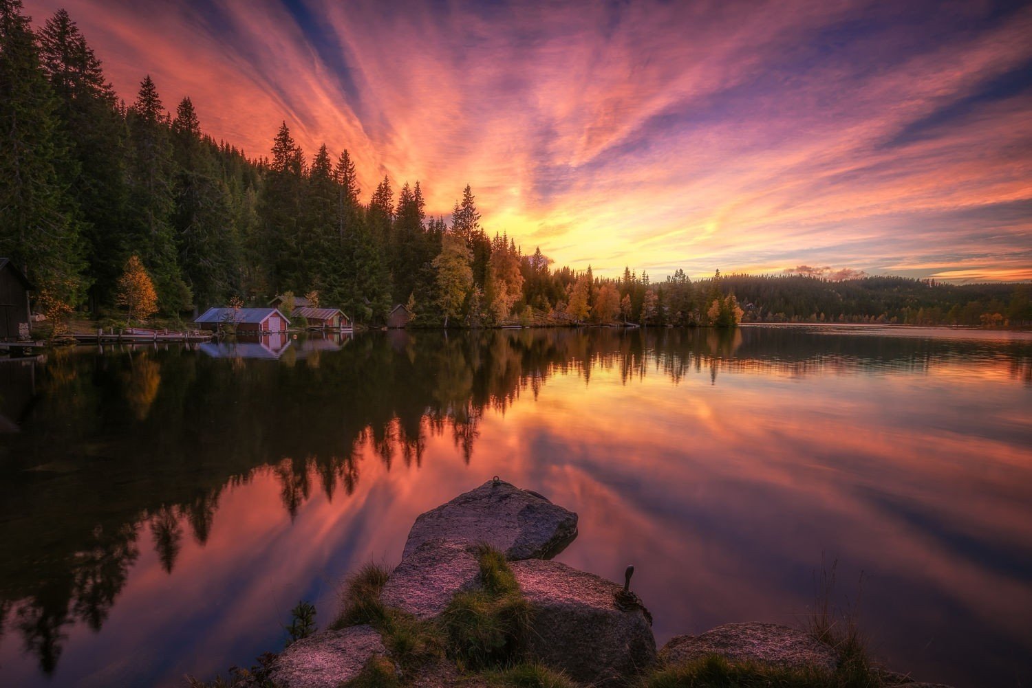 красивый закат фото озеро