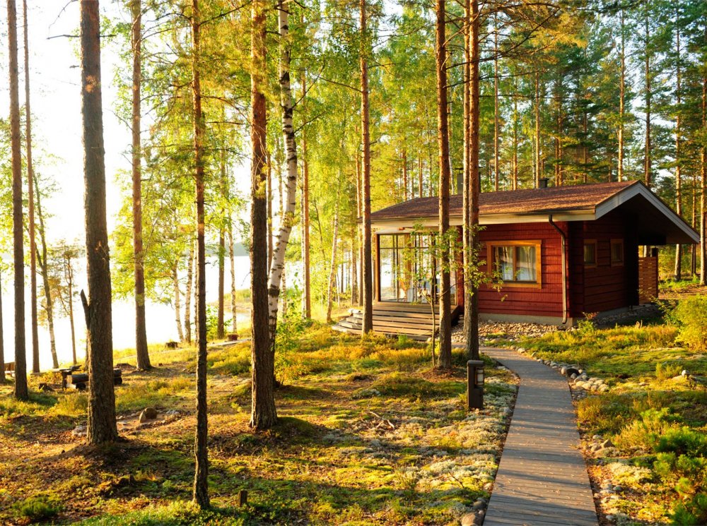 Финляндия турбаза река лес