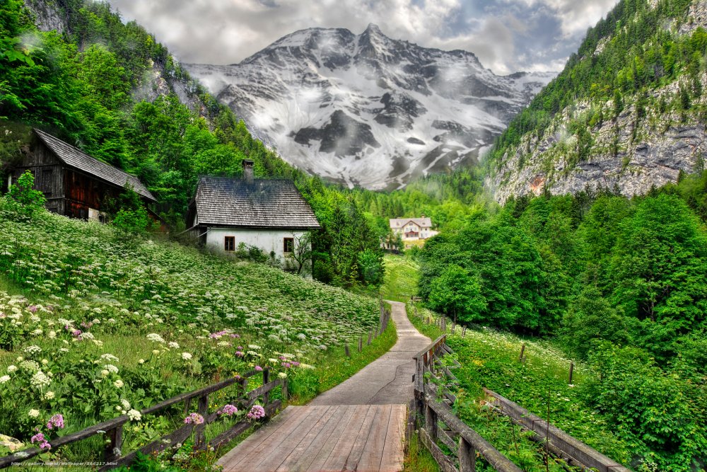 Альпийская деревня пейзаж