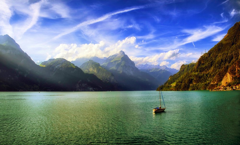 Швиц Швейцария лето озеро