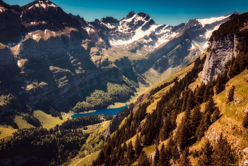 Альпы Швейцария вид сверху