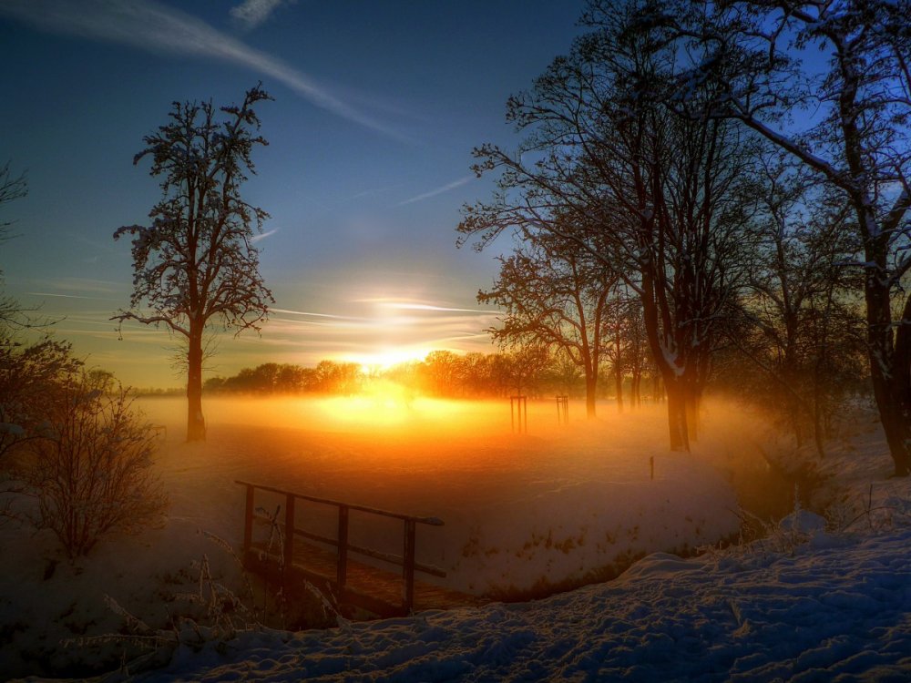 Зимний закат солнца