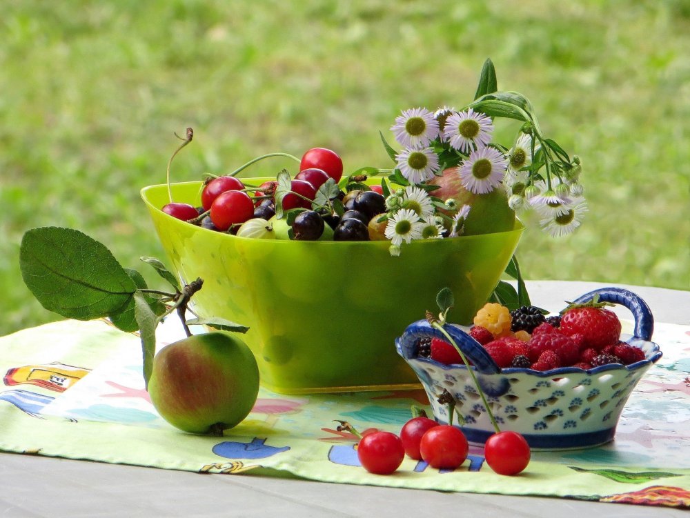 Летние ягоды и цветы