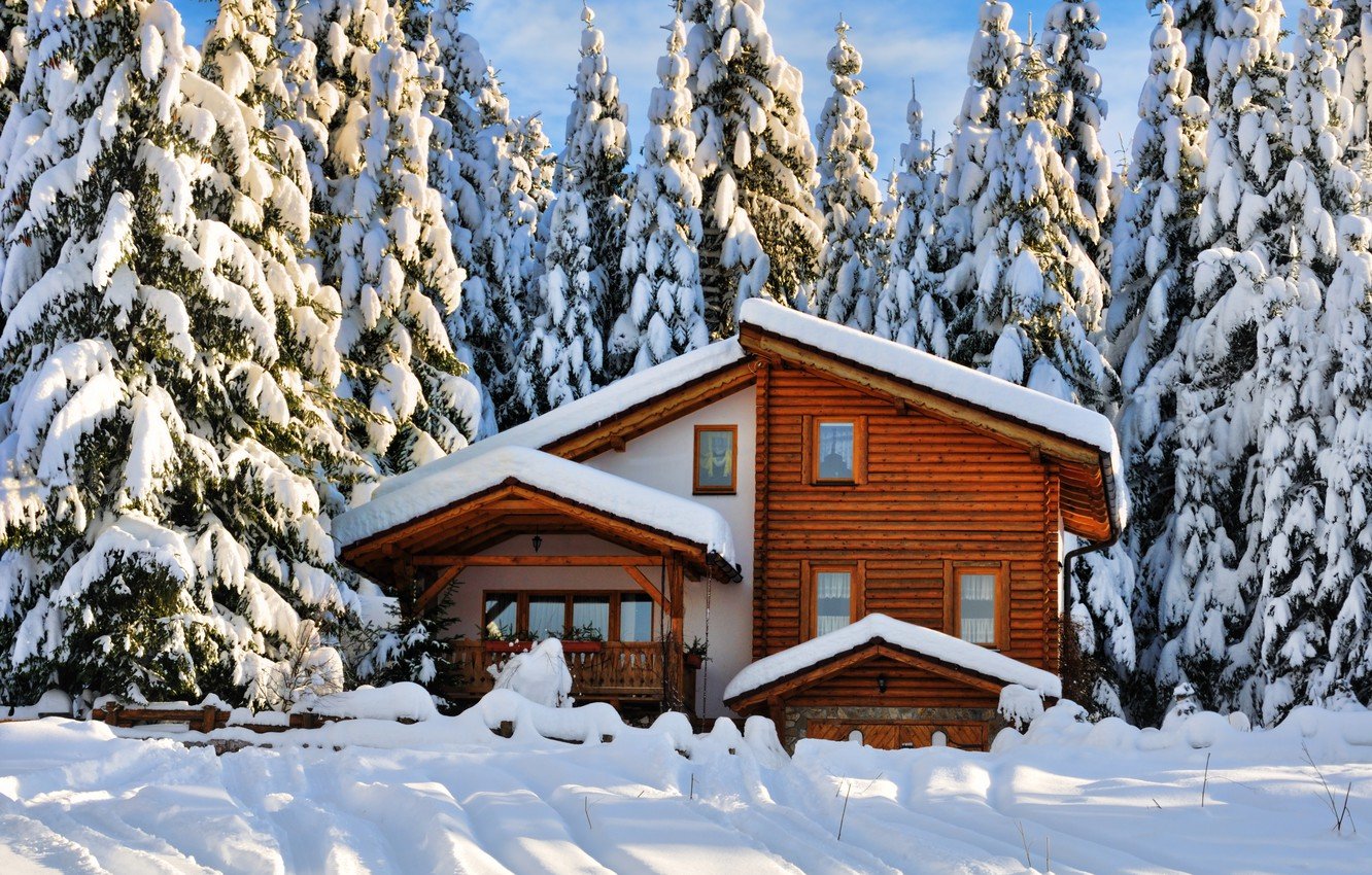 Красивые дома зимой (65 фото)
