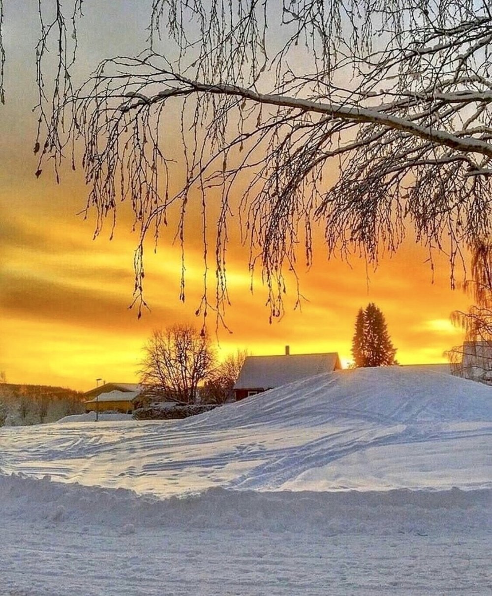 Зимний закат в деревне