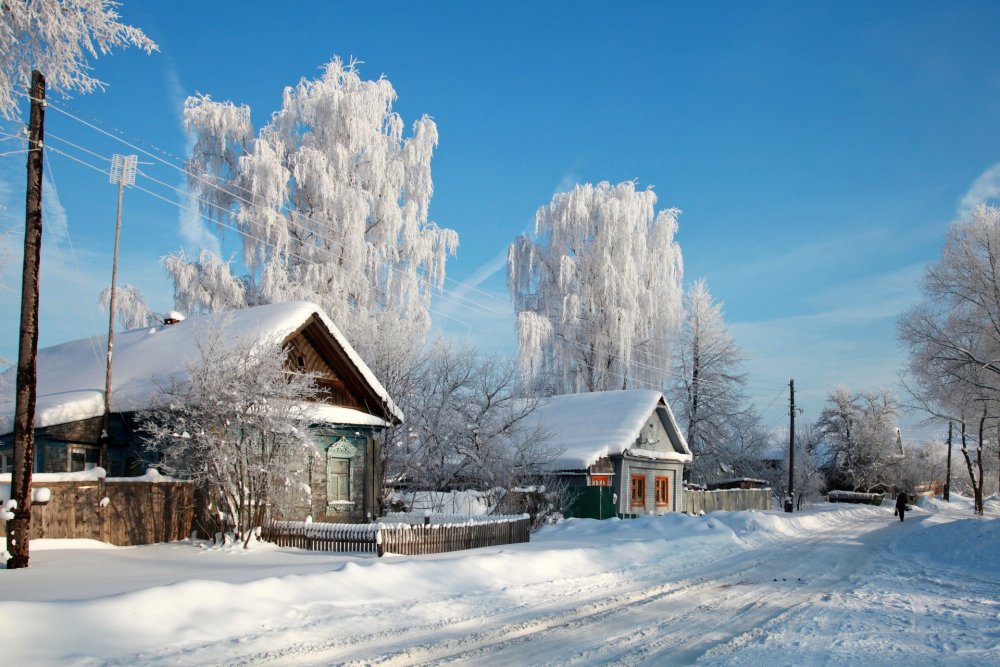 Фото по запросу Деревня зимой