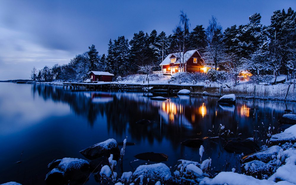 Финляндия домик у озера