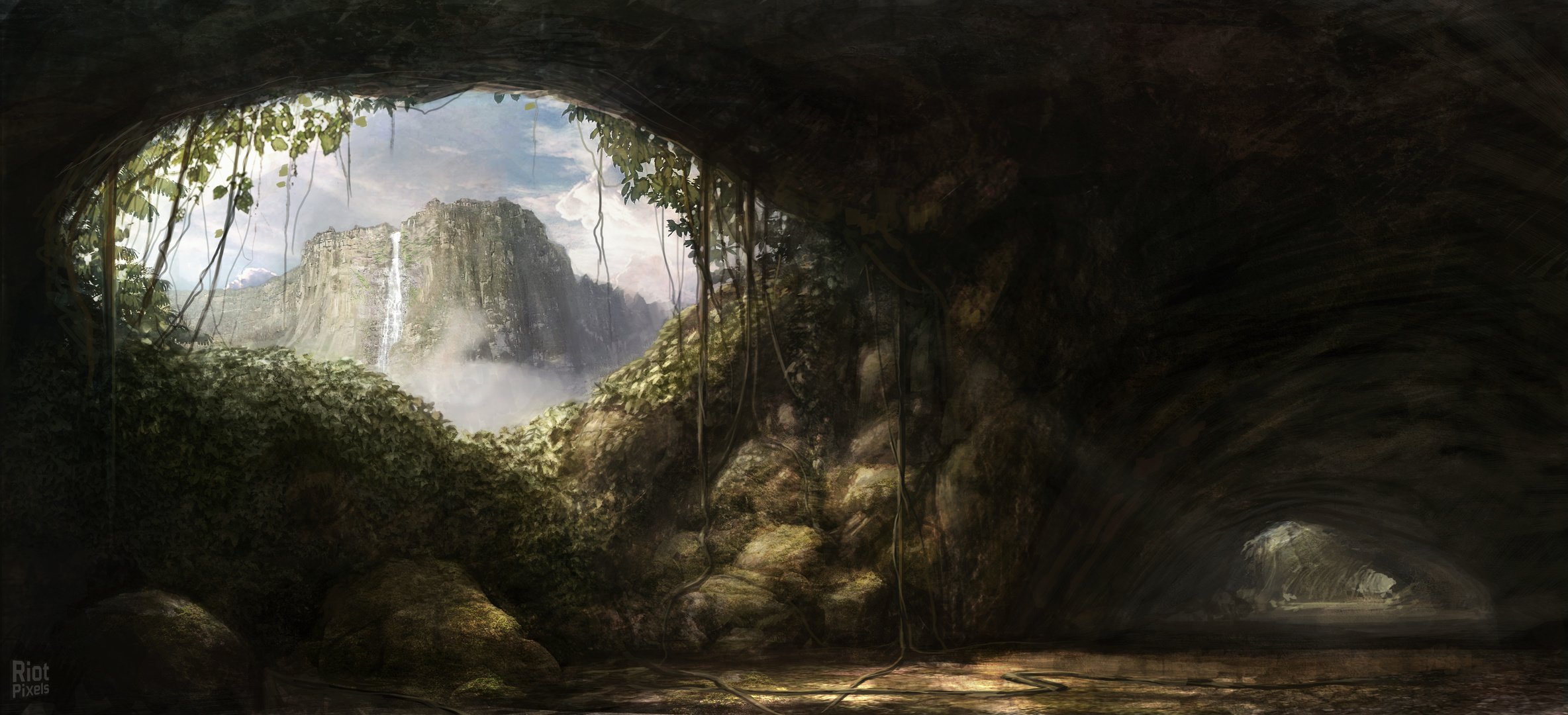 Затерянный край. Сказочная пещера. Пещера фэнтези. Таинственная пещера. Пещера в лесу.