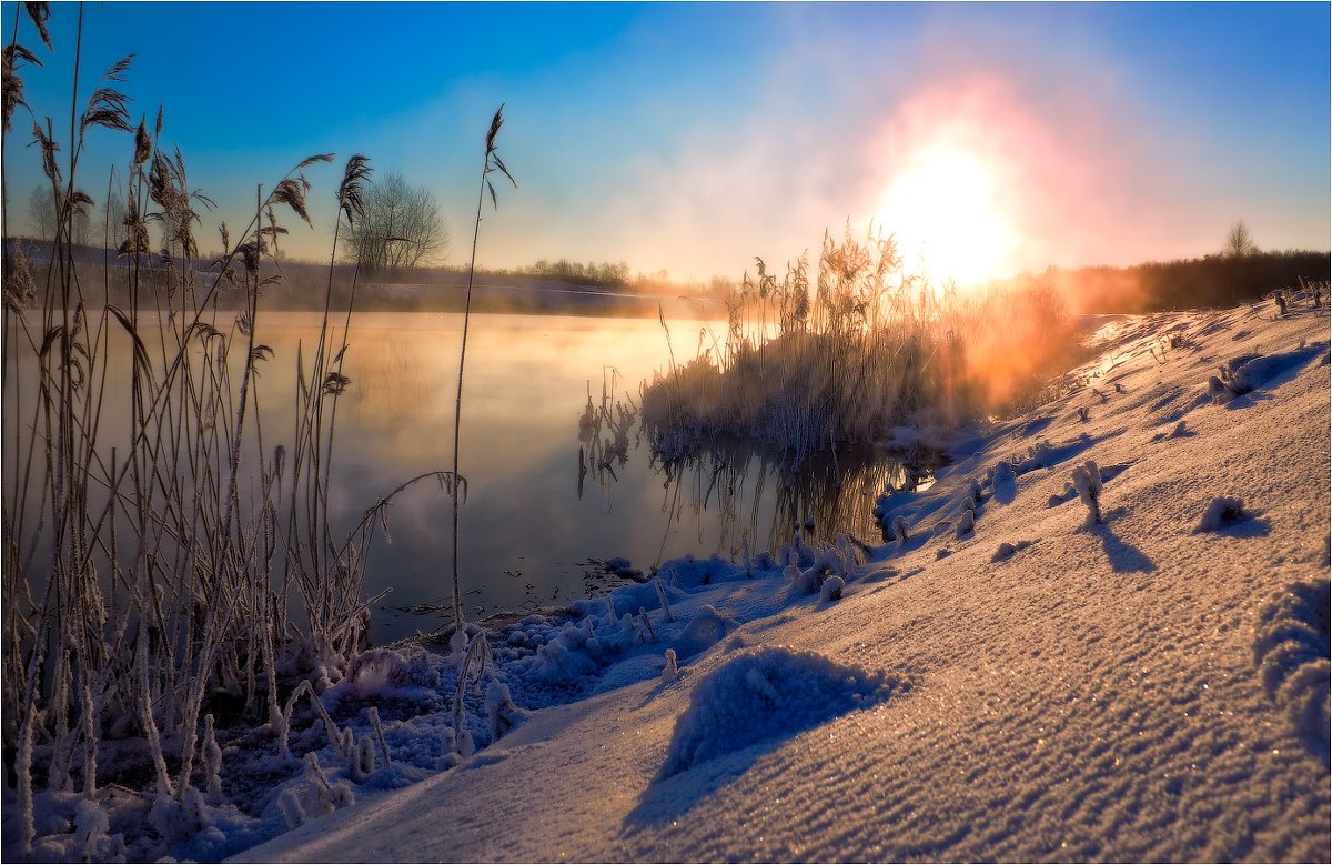 Зимний рассвет природа река
