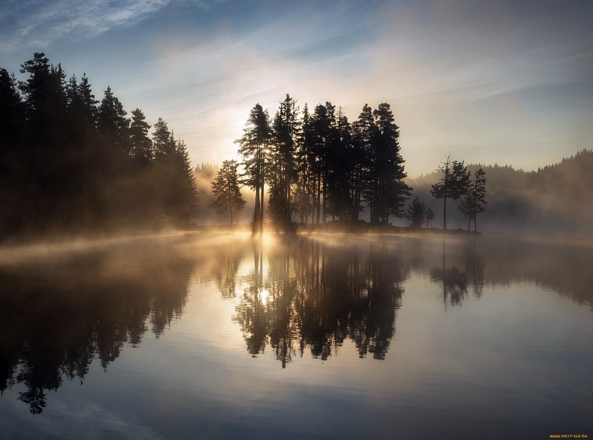 Туманное утро на озере (57 фото) - 57 фото