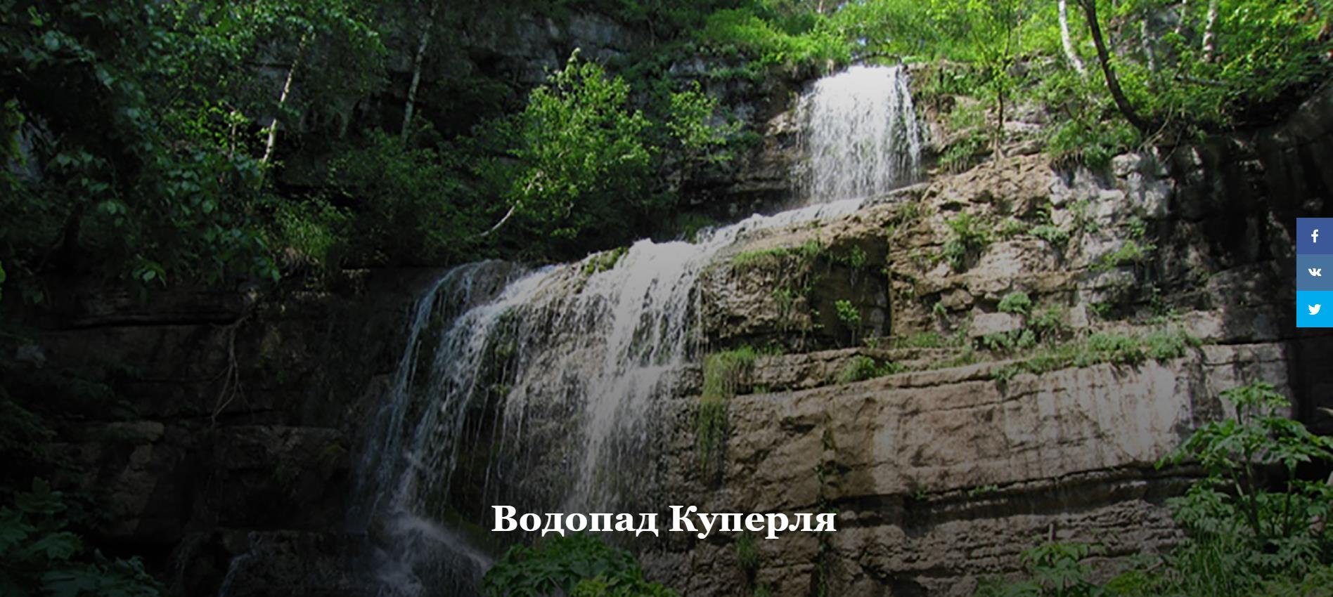 Водопад Куперля на карте Башкирии