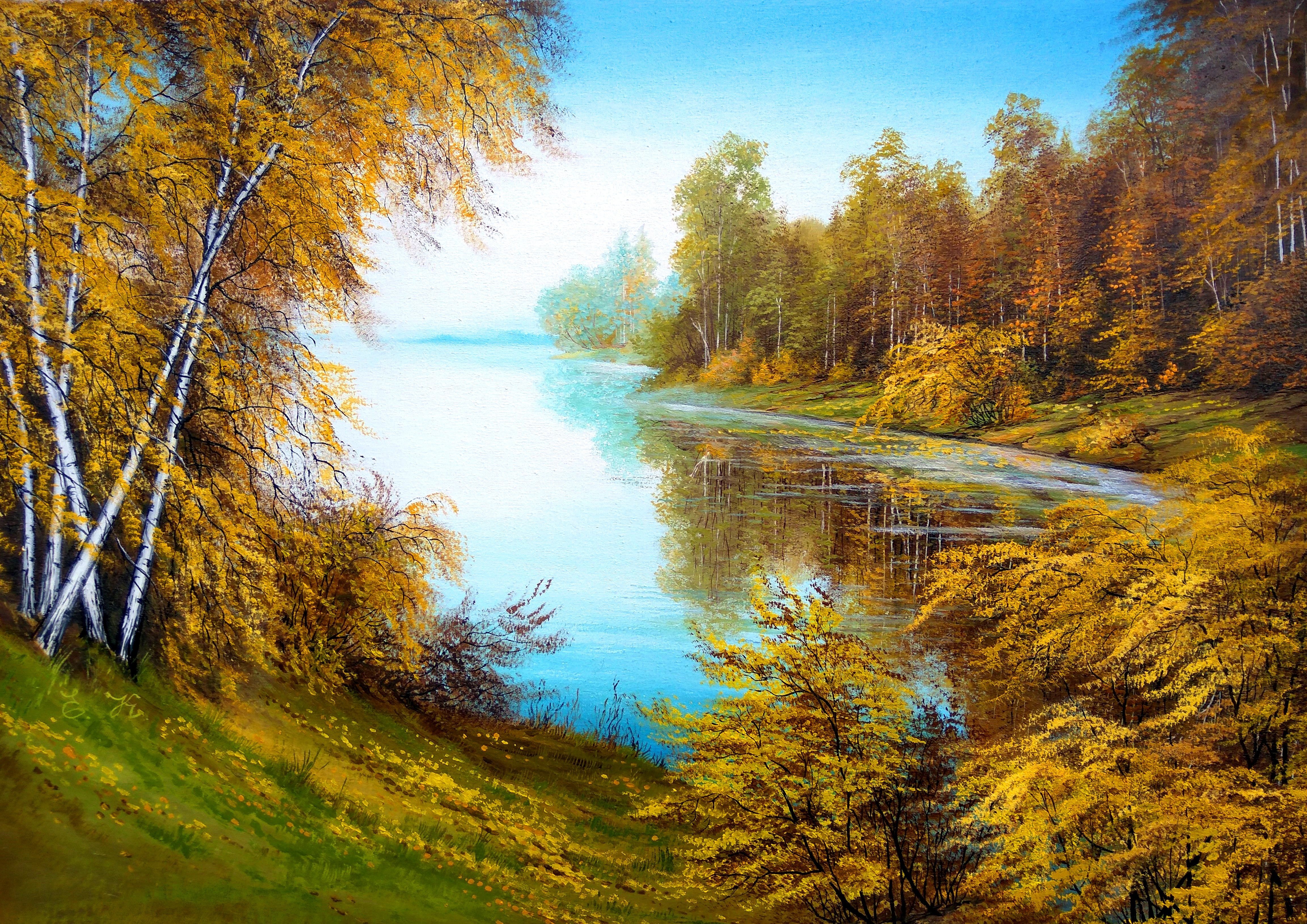 Картины красивые красивых всех художников россии. Картина Елены Покушевой осенний пейзаж.