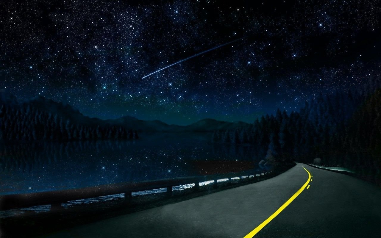 Звездное небо дорога. Дорога ночью. Ночное небо. Ночной пейзаж. Ночное небо со звездами.